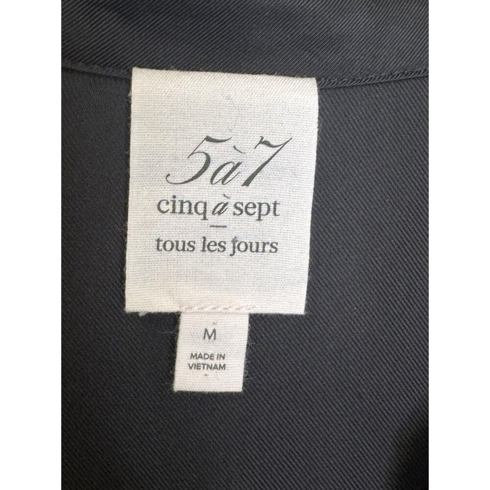 Cinq A Sept Holly Ruffle Sleeve Jacket Medium Black Cupro Puff Zip Front - Picture 3 of 8